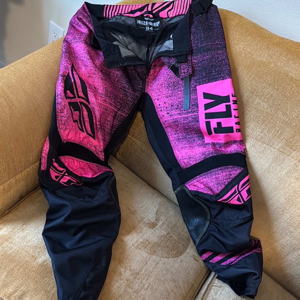 NWOT- Fly Kinetic Racing Pink and Black Motorcross Pants